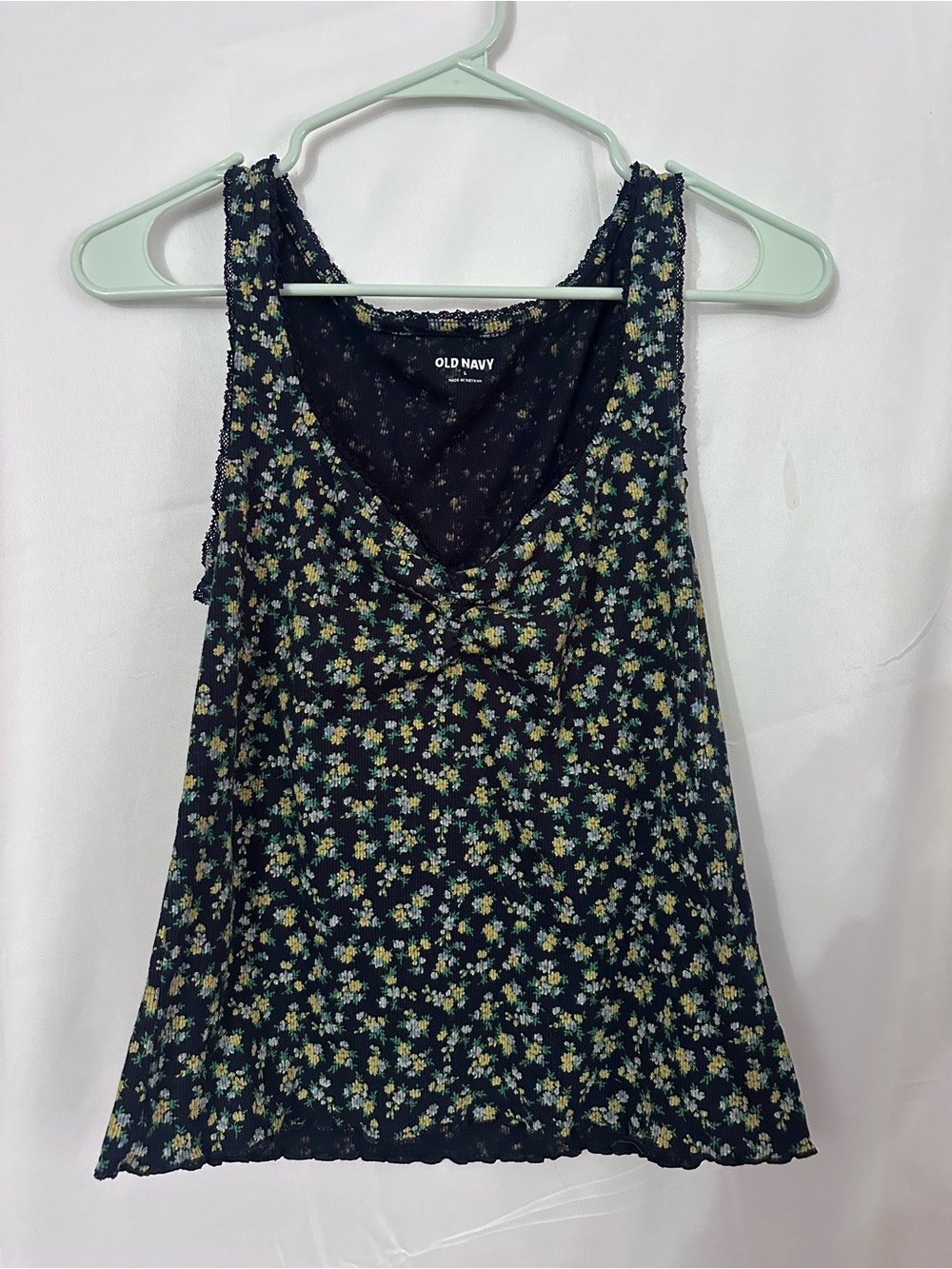 Old Navy - Navy Floral Twist-Front Tank Top